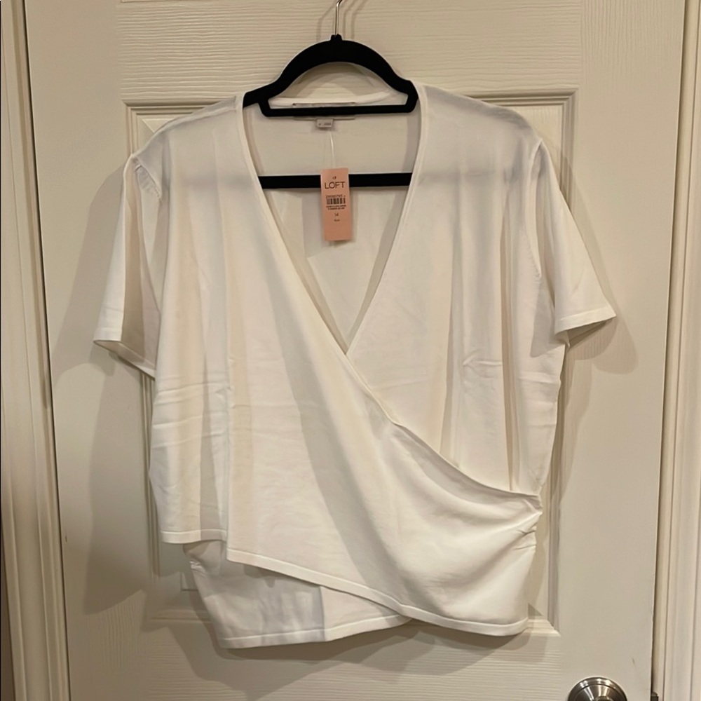 NWT - LOFT Women's Cream Wrap sweater; sz 14 PLUS